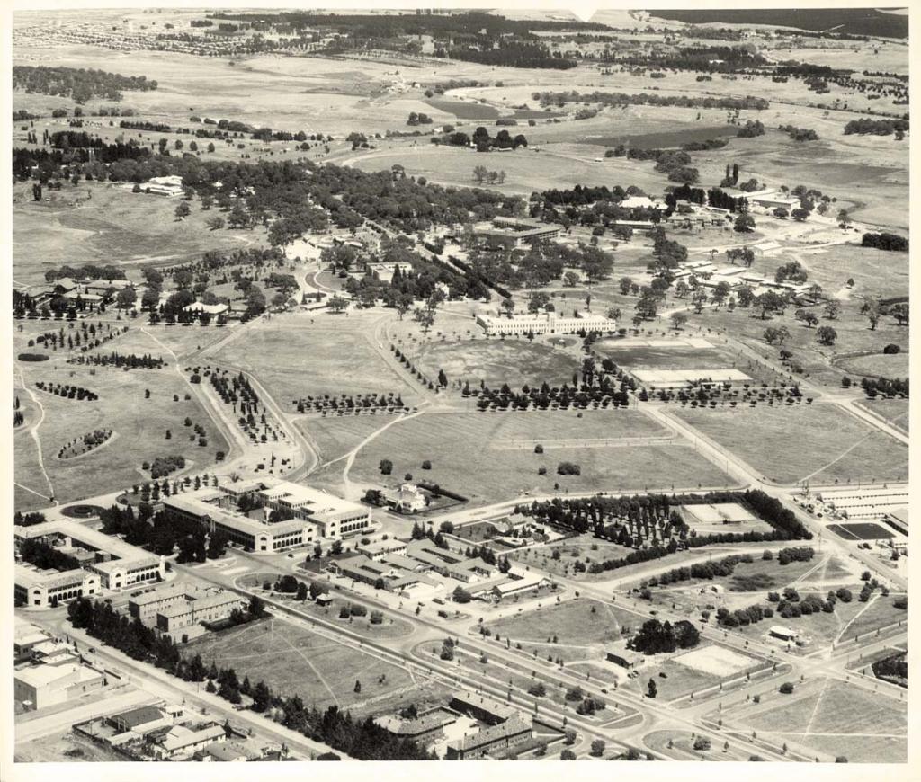 aerial view of canberra 1953